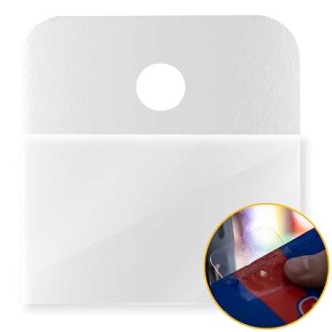 Imagem de NEOBRASIL - Hang Tab Flex Adesivo - Expositor para Loja, Gancho Expositório, Adesivo para Organização, Prateleiras e Gancheira - PET Reciclável - Transparente - Suportam 350gr - 1000un