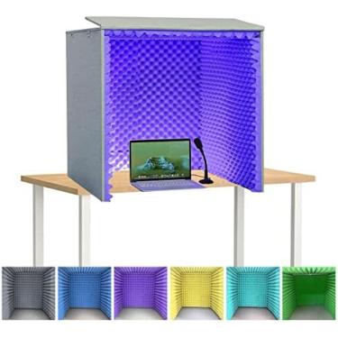 Imagem de Cabine Vocal Portátil, Capa À Prova De Som De Mesa, Cabine De Isolamento, Estúdio De Gravação De Som Feito Por Você Mesmo, Escudo De Absorção De Isolamento, Microfone De Estúdio Para Laptop E Equi