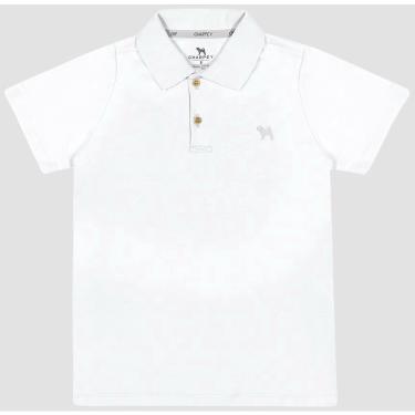Imagem de Camisa Infantil Camiseta Gola Polo Charpey Manga Curta Elegante Confortável Menino Branca