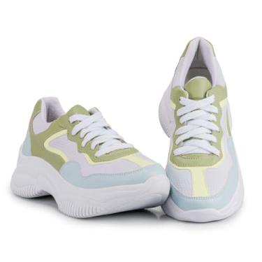 Imagem de Tênis Feminino Sneakers Sola Alta Confortável Cor:Azul;Tamanho:40;Genero:Feminino