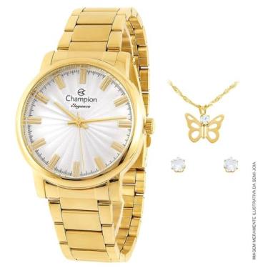 Imagem de Relógio Champion Feminino Dourado Analógico CN26037W + Pulseira Berloques