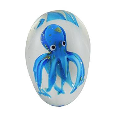 Imagem de Peso de papel de arte em vidro de polvo azul Encased