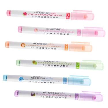 Imagem de Parliky Conjunto De 6 Unidades Marcador Linear canetas marcadoras coloridas marcador líquido marcadores de pagina marcadores de livros marcadores de cores variadas volume