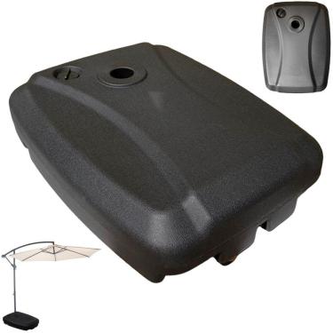 Imagem de Base Para Ombrelone Lateral Plástica Grande 55L Areia ou Água Preta Com Rodas - AMZ