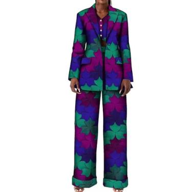 Imagem de Ternos africanos para mulheres, blazer com estampa africana, casaco e calça comprida, T10, GG