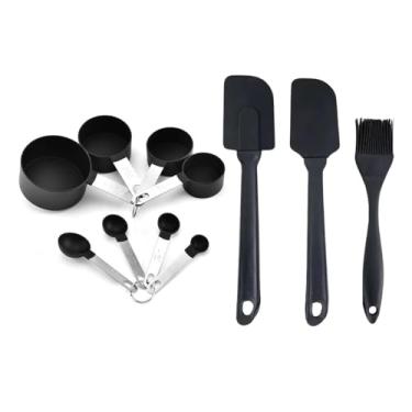 Imagem de Kit Medidor Cozinha Medidas Colheres + 2 Espátulas e Pincel