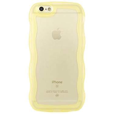 Imagem de SKYLMW Compatível com iPhone 6s/6 capa de 4,7 polegadas, linda Kawaii ondulada em forma de moldura de silicone macio à prova de choque capa protetora para mulheres e meninas, transparente/amarelo
