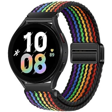 Imagem de Pulseiras magnéticas de nylon compatíveis com Samsung Galaxy Watch 6/5/4/3 Pro/Classic/Sport/Gear S3/S2 Frontier/Active, 20 mm e 22 mm para relógio Samsung Watch 47 mm, 46 mm, 45 mm, 44 mm, 43 mm, 42 mm, 41 mm e 40 mm
