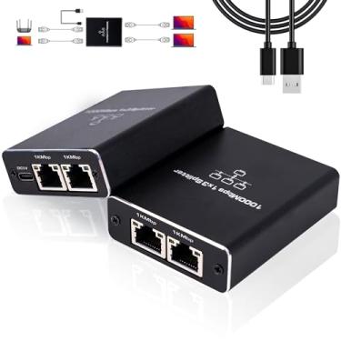Imagem de LIEZHUA Divisor Ethernet 1 para 3 de alta velocidade 1000 Mbps, LAN com cabo de alimentação USB, RJ45 para cabo de Internet Gigabit Cat5/5e/6/7/8 [3 dispositivos simultaneamente em rede]