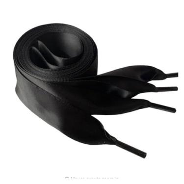 Imagem de Wide Flat Satin Ribbons Laces Polyester Laces Sneakers Sneakers Lace Color Laces Multicolor Laces (Color : Black, Size : 80cm)