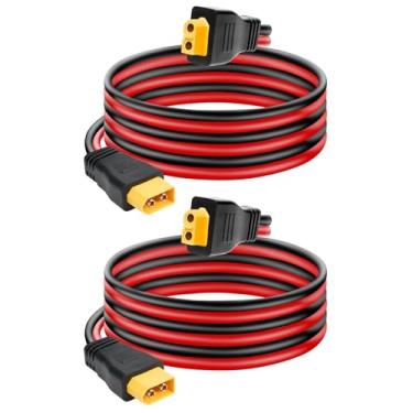 Imagem de Ansoufien Cabo de extensão XT60 10AWG de 3 m, 2 peças, cabo XT60 com conector macho para fêmea para estação de energia portátil, painel solar, bateria RC