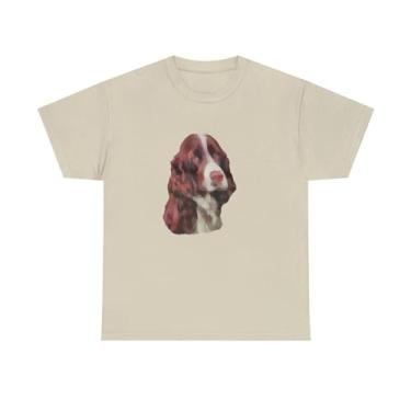 Imagem de Camiseta de algodão pesado unissex Springer Spaniel inglês, Areia, M