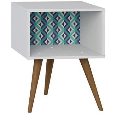 Imagem de Mod Retro Mesa de cabeceira 1001, Be Life, Branco/Estampa Azul 445 x 580 x 350 mm