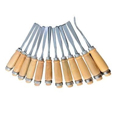 Imagem de Jogo De Formão Goivas 12 Peças P/Entalhar Esculpir Madeira