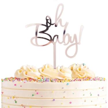 Imagem de Acrylic Oh Baby Cake Topper,Oh Baby Sign Cake Toppers Oh Baby Baby Shower Decorations Cake Decorating Supplies Kit Boys Girls Birthday Cake Decorations Birthday Party Supplies (rose golden)