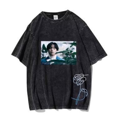 Imagem de Camiseta V Solo Snow Flower, k-pop vintage estampada lavada streetwear camiseta vintage unissex para fãs, 1, XXG