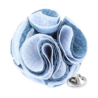 Imagem de Vittorio Vico Broche de lapela de flor seersucker formal em dois tons masculino - broche, flor na lapela para homens, 2.5" (6.36CM), Poliéster, Não aplicável