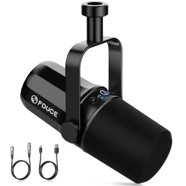 Imagem de FDUCE SL40 Vocal Dynamic Podcast Microphone for Podcasting, Gaming, Live Streaming & Recording, Built-in Headphone Output, LED Mute Button, All Metal USB/XLR Cardioid Mic, Voice-Isolating Technology