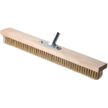 Imagem de Escova de vassoura para uso externo, cabo longo, fio de aço inoxidável, escova industrial de cerdas curtas para chão, pátio, estrada, escova de cerdas rígidas