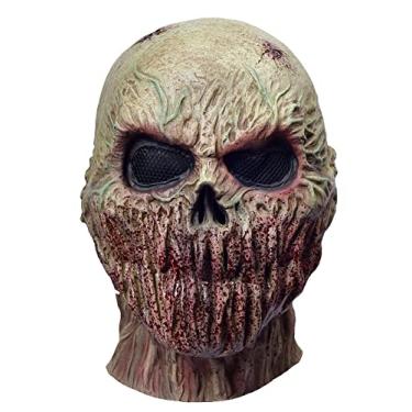 Imagem de Máscara assustadora de zumbi de Halloween realista máscara de terror novidade fantasia festa látex máscara de cabeça inteira adereços assustadores cosplay adereços, Cinza, M