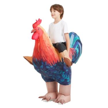 Imagem de COMIN Inflatable Chicken Costume Kids Ride-on Rooster Costume Blow up Suit Funny Fancy Dress Cosplay Halloween Costume for Boys Girls (48'')