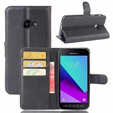 Imagem de Capa para Samsung Galaxy Xcover 4/G390F – Capa carteira flip de couro PU para Galaxy Xcover 4/G390F, capa de proteção de telefone estilo empresarial, capa com [compartimentos para dinheiro e cartão]