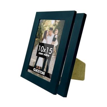 Imagem de Kit 2 Porta Retrato 10x15 A6 Apoio Decorativo Moldura Apoio Com Vidro Foto Decoração (Preto)
