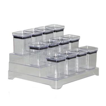 Imagem de Kit Porta Temperos pote hermético acrílico Lumini c/ 12 peças 2074 - P