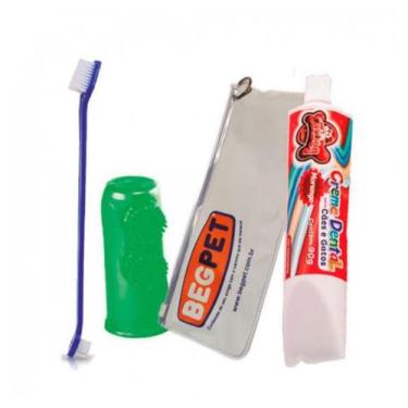 Imagem de Conjunto Higiene Bucal para pets (Creme Dental Morango/Escova/Bolsa) -