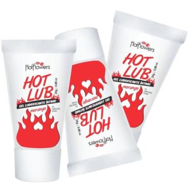 Imagem de Kit 03 Hot Lub Gel Deslizante Beijável Morango Lubrifica E Esquenta Ho