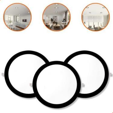 Imagem de 5 Painel Plafon Embutir Led 25w Redondo Bivolt Preto 30cm - VLED, Bran