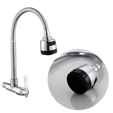 Imagem de Torneira Gourmet Cozinha Parede Pia Cano Flexível Inox 1/4 de volta Ac