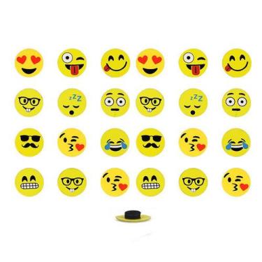 Imagem de Imãs Enfeite de Geladeira e Painel Botão Emojis - 24 Unidades - Neilso