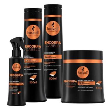 Imagem de Kit  Engrossador Encorpa Cabelo Haskell 500mL 4 Itens