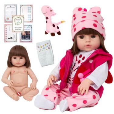 Imagem de Bebe Reborn Realista Menina Girafinha Pode Dar Banho 46cm - Cegonha Re
