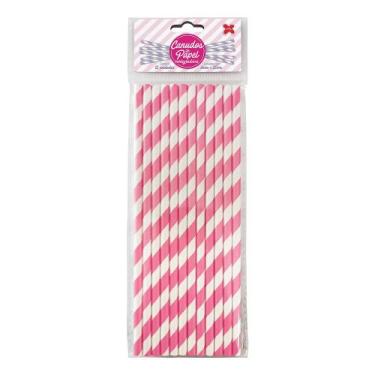 Imagem de Canudo de Papel Listrado Rosa e Branco 6mmx200mm - 4312 - 12 unidades 