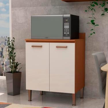 Imagem de Balcão Armário Multiuso para Cooktop com 2 Portas 100% Mdf Freijó/Branco