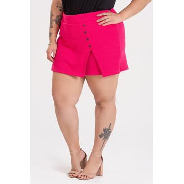 Imagem de Shorts Saia Feminino Plus Size C/ Fenda na Perna detalhe Botões Fake -