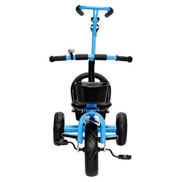 Imagem de Triciclo Azul Com Pedal Cestinha E Empurrador Para Meninos Passeio Inf