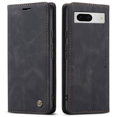 Imagem de Kowauri Capa para Google Pixel 7A, design clássico, carteira de couro, fecho magnético, capa flip com suporte para cartão, capa protetora à prova de choque para Google Pixel 7A 2023 (preto)