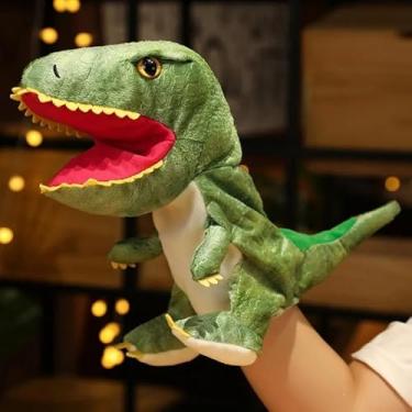 Imagem de Dinossauro de Mão, Fantoche de Mão Dinossauro de Pelúcia, Brinquedos de Pelúcia, Acessório Educacional, Desenvolvimento Cognitivo (TRex Verde)
