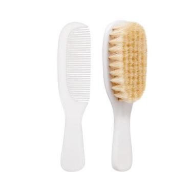 Imagem de Kit Escova e Pente Baby Com Cerdas Naturais Buba Branco