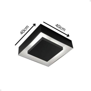 Imagem de Luminária Plafon Sobrepor Preto 40x40 E27 Luz Indireta - Laumar