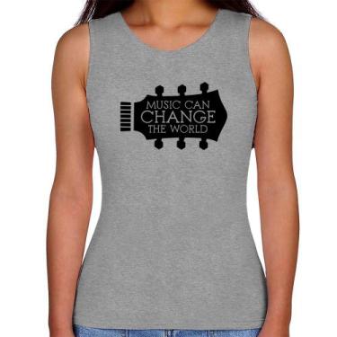 Imagem de Regata Feminina Music Can Change The World - Foca na Moda, Cinza, M