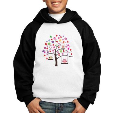 Imagem de Moletom Infantil Árvore Corujas - Foca na Moda, Branco, Preto, 4