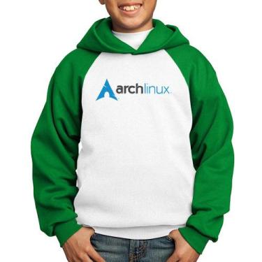 Imagem de Moletom Infantil Arch Linux Logo - Foca na Moda, Branco, Verde, 4