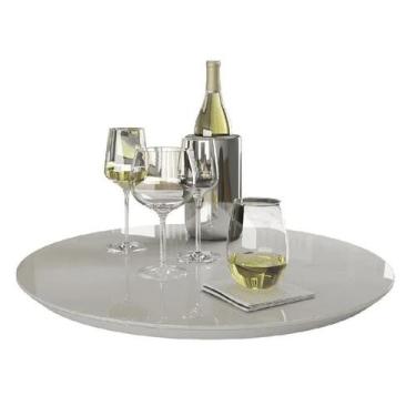 Imagem de Bandeja Giratória Para Mesa 50cm Off White Tampo De Vidro - Gran Decor