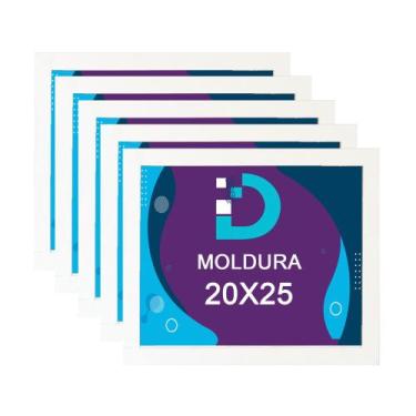 Imagem de Kit 5 Molduras Brancas 20x25 Com Fundo Em Eucatex Para Decoração e Art