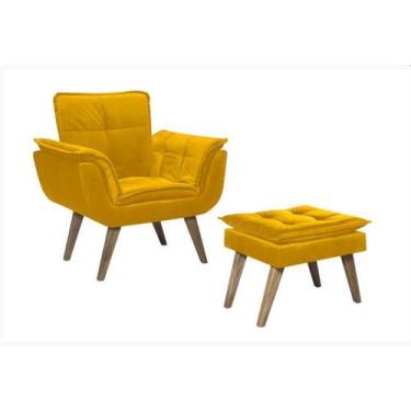 Imagem de Kit Poltrona Opalla Amarela  + Puff Luxo - Central do estofado