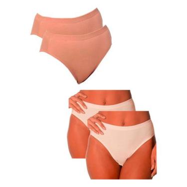 Imagem de Kit com 4 Calcinhas Alta Lithos Demillus 26014/56014, Bege, EG